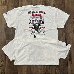 Port & Co 100% Cotton Patriotic T-shirt Moen Print On Sleeve Men’s Size XL 2pc
